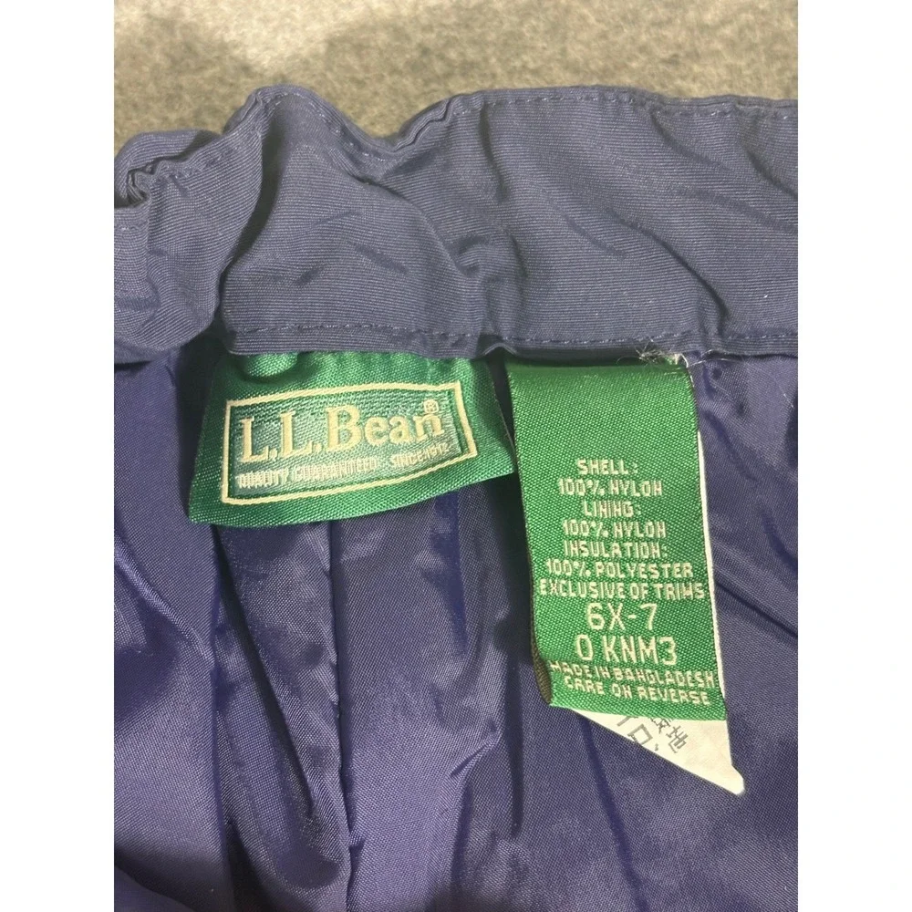 LL Bean Kids Navy Blue‎ Insulated Snow Pants Ski Bibs Size 6X-7 0KNM3